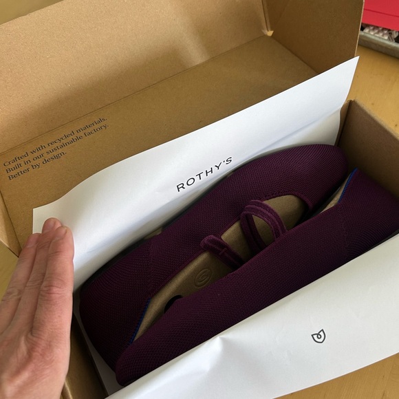 ROTHY'S Square Mary Jane Knit Upper Slip-On Flats Plum Purple Size 9.5 NIB - Picture 4 of 5